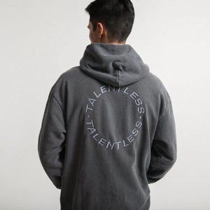 NEW TALENTLESS MEN'S CIRCLE LOGO EMBROIDERED LIMITED EDITION STEEL GREY HOODIE